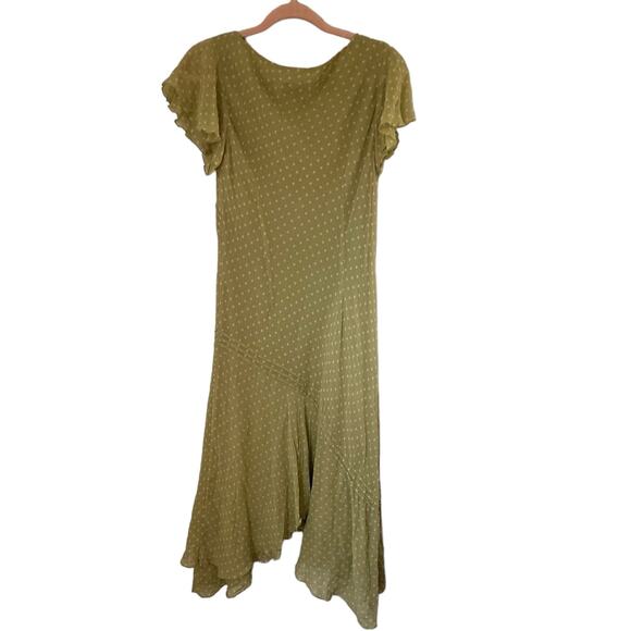 Adrianna Papell Y2K Green Polka Dot Silk Boho Romantic Feminine Midi Dress 12 - Picture 10 of 12